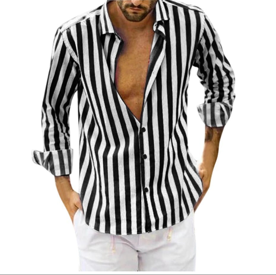 🔥Spring summer men's cotton linen striped button shirt-BUY 2 FREE SHIPPING