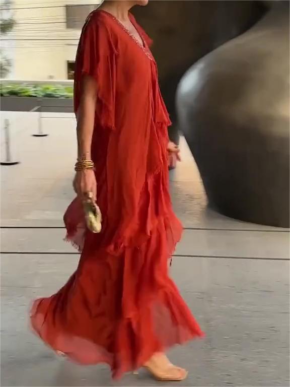 Last Day Promotionš„Elegant V-neck Maxi Dress(BUY 2 FREE SHIPPING)