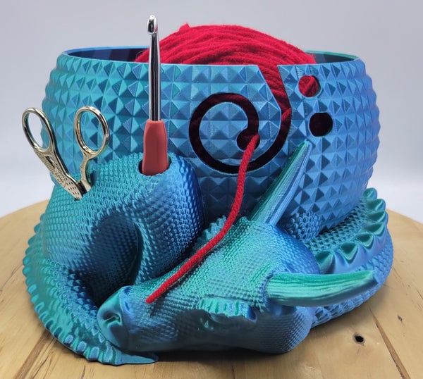 Large Fantasy Dragon and Egg Fantasy Bowl Knitting or Crochet Bowl