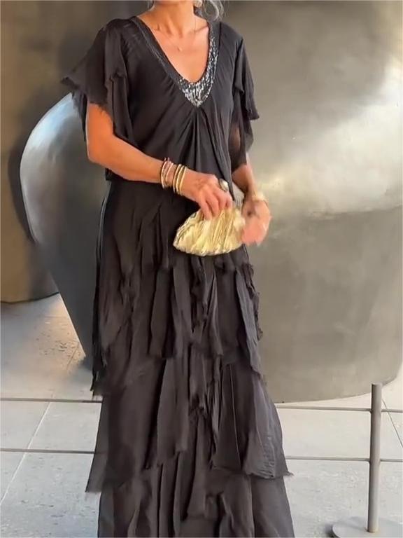 Last Day Promotionš„Elegant V-neck Maxi Dress(BUY 2 FREE SHIPPING)