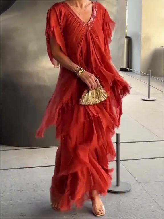 Last Day Promotionš„Elegant V-neck Maxi Dress(BUY 2 FREE SHIPPING)