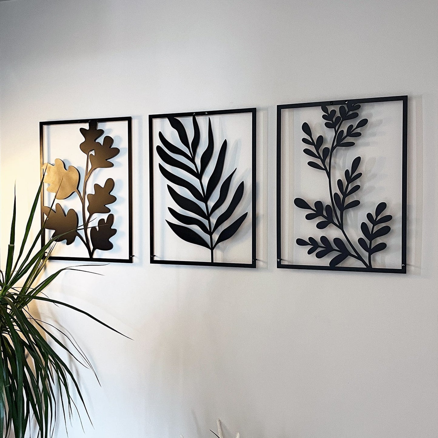 Metal Leaves Wall Art Set Style 015