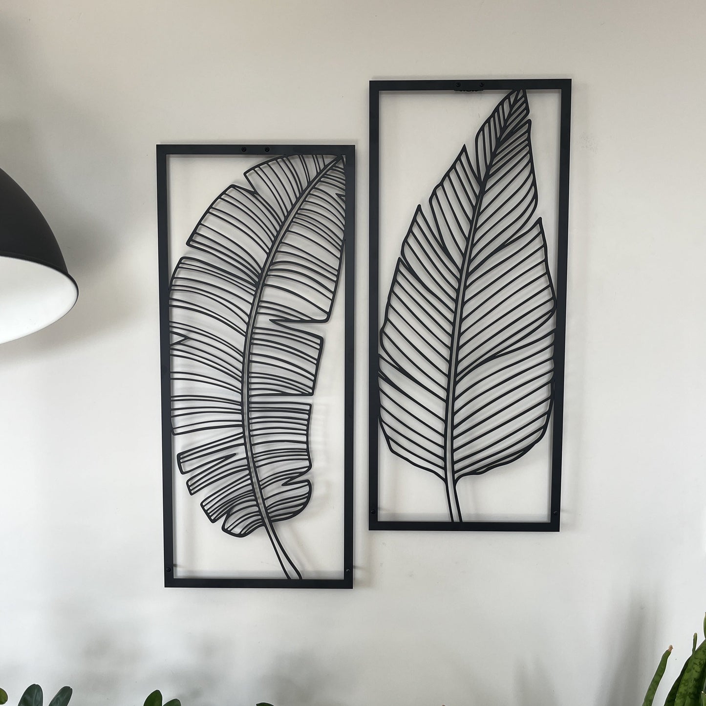 Metal Tropical Leaves Wall Art Set Style 017